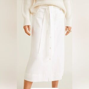 White 100% Linen Pocketed Skirt by MNG Mango, XS, Trending Summer Boho Airy